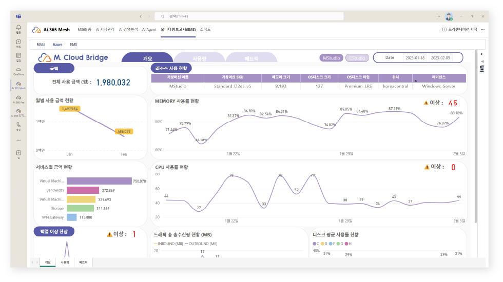 Ai 365 Mesh 모니터링보고서(EMS) – 엠클라우드브리지
