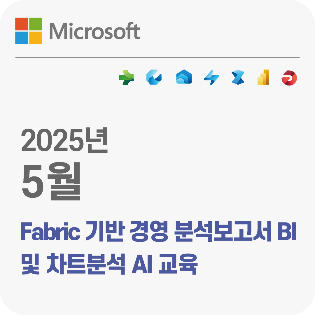 2025년 5월 Microsoft Fabric 기반 경영 분석보고서 BI 및 차트분석 AI 무료 교육